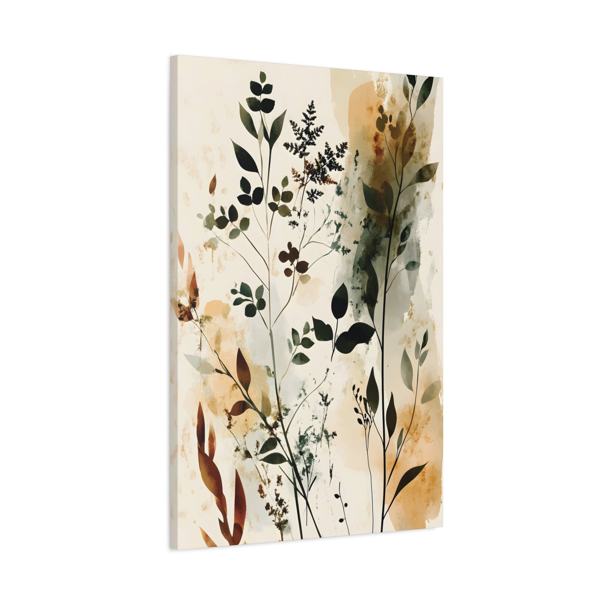 Botanical Watercolor Canvas Print — Neutral Floral Wall Art