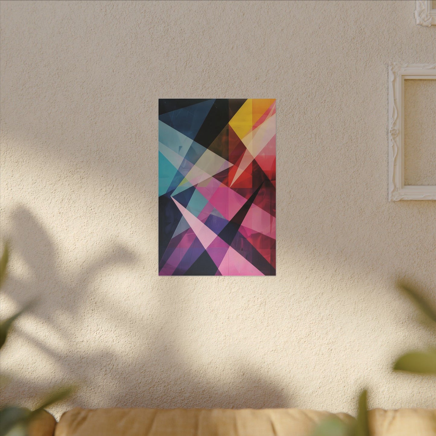 Prismatic Fusion Abstract Canvas Art: Geometric Color Burst