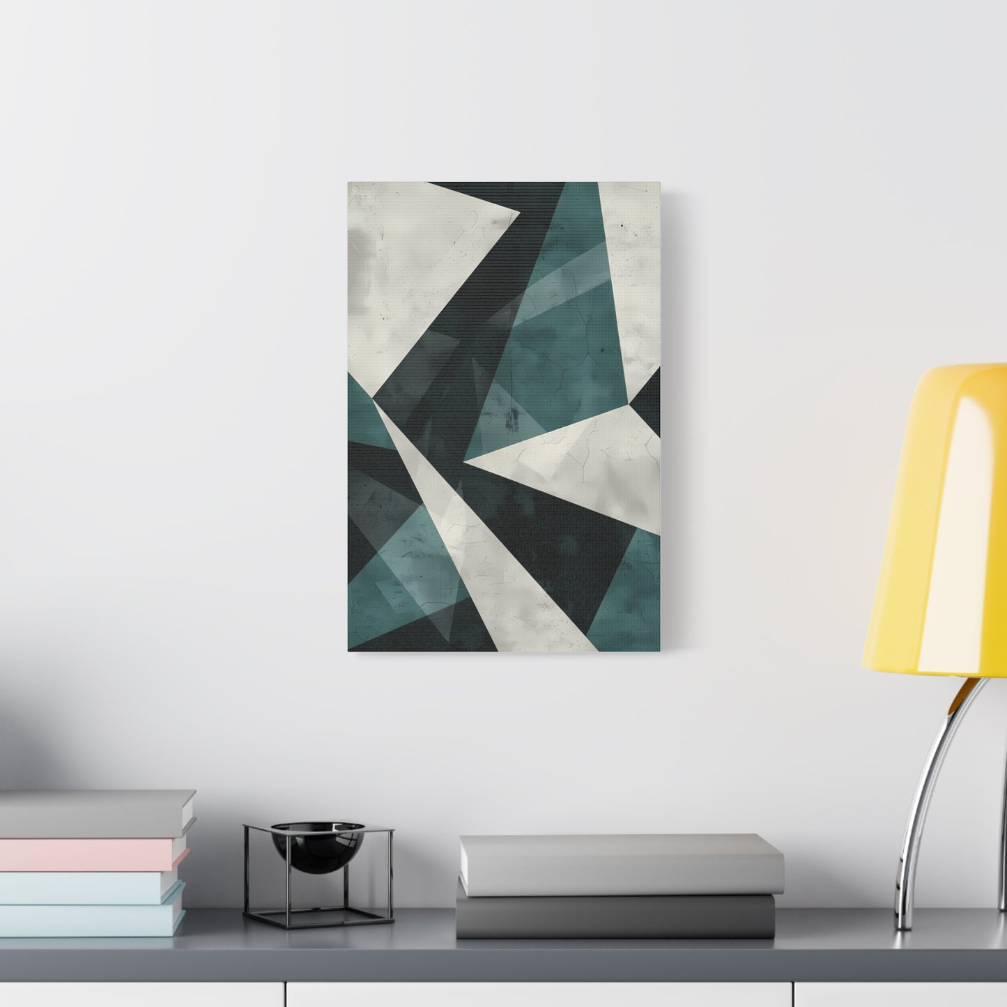 Fractured Teal — Abstract Geometric Art Print