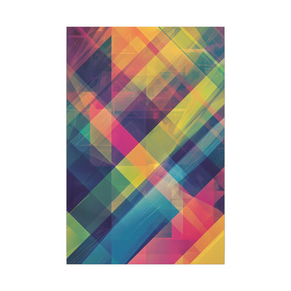 Chromatic Explosion Canvas Art: Abstract Geometric Overlap