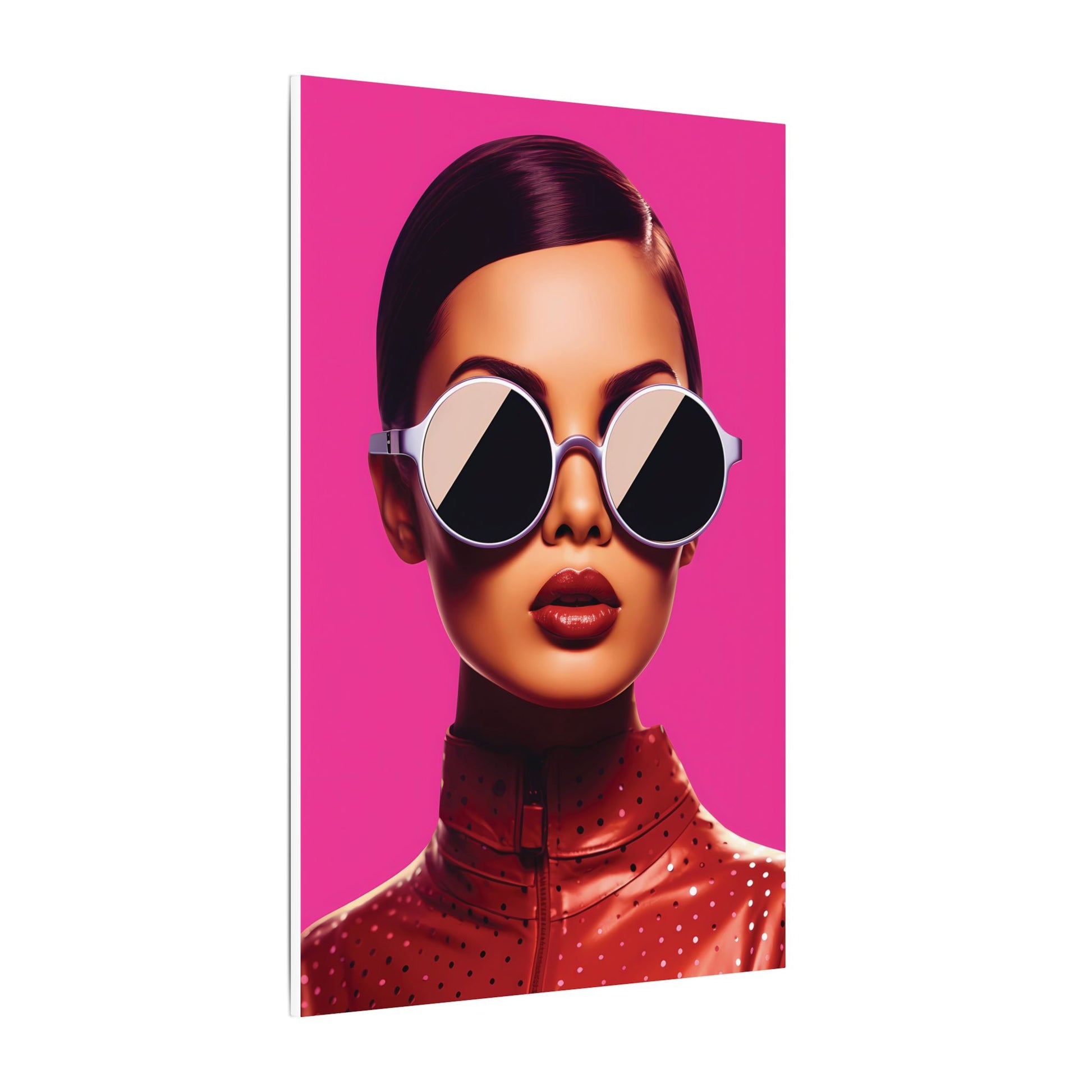 Fashionable Wall Art Canvas - Bold Pink Portrait with Sunglasses