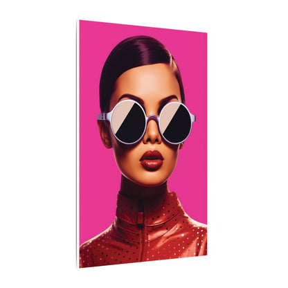 Fashionable Wall Art Canvas - Bold Pink Portrait with Sunglasses