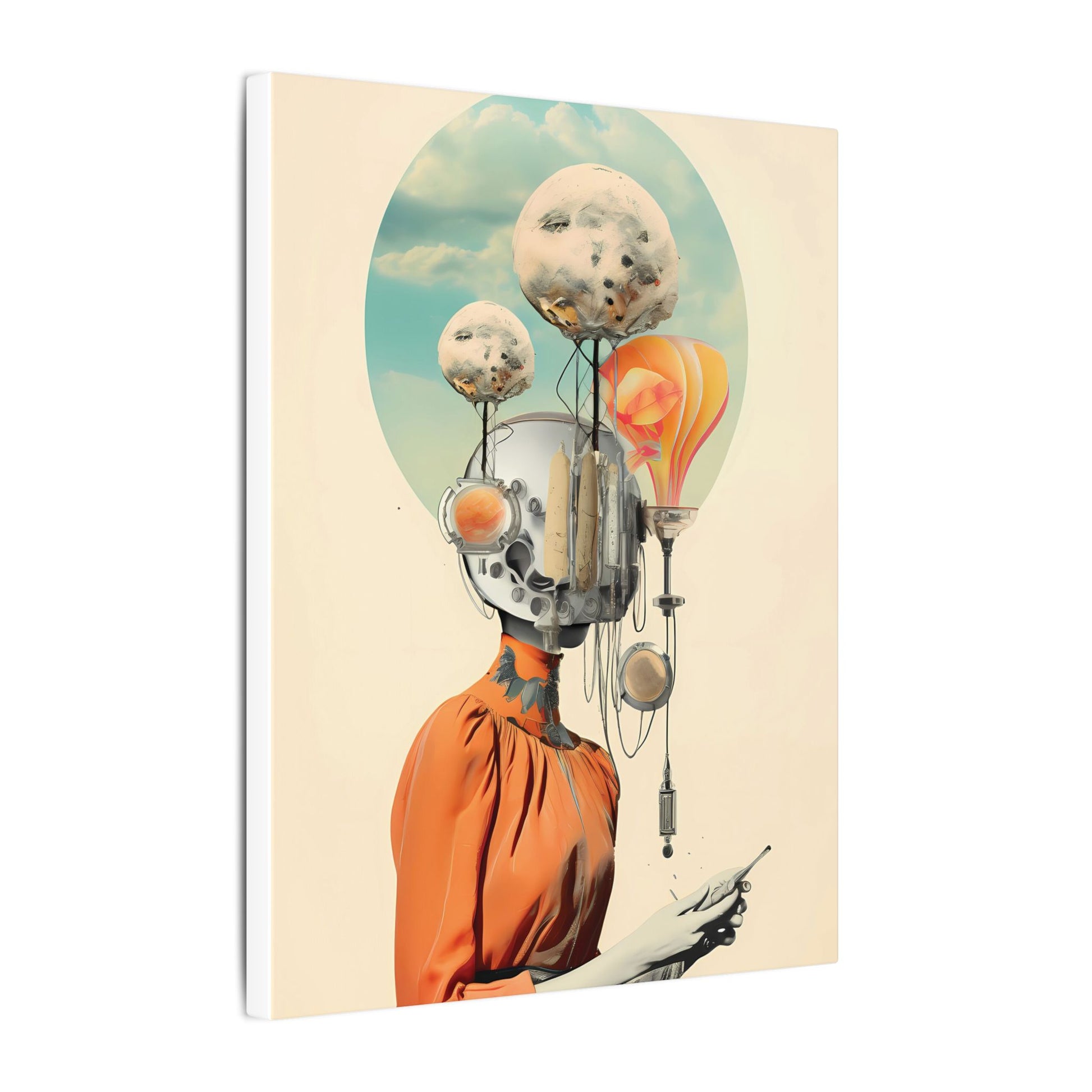 The Contemplative Automaton Canvas Art: Surreal Portrait