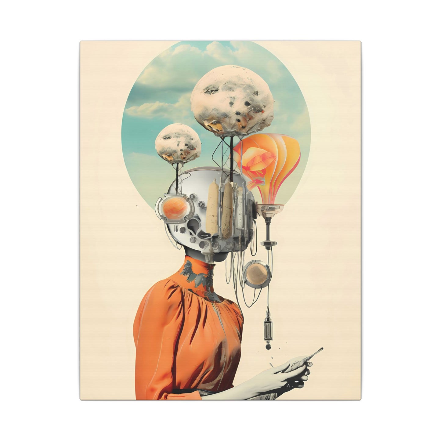 The Contemplative Automaton Canvas Art: Surreal Portrait