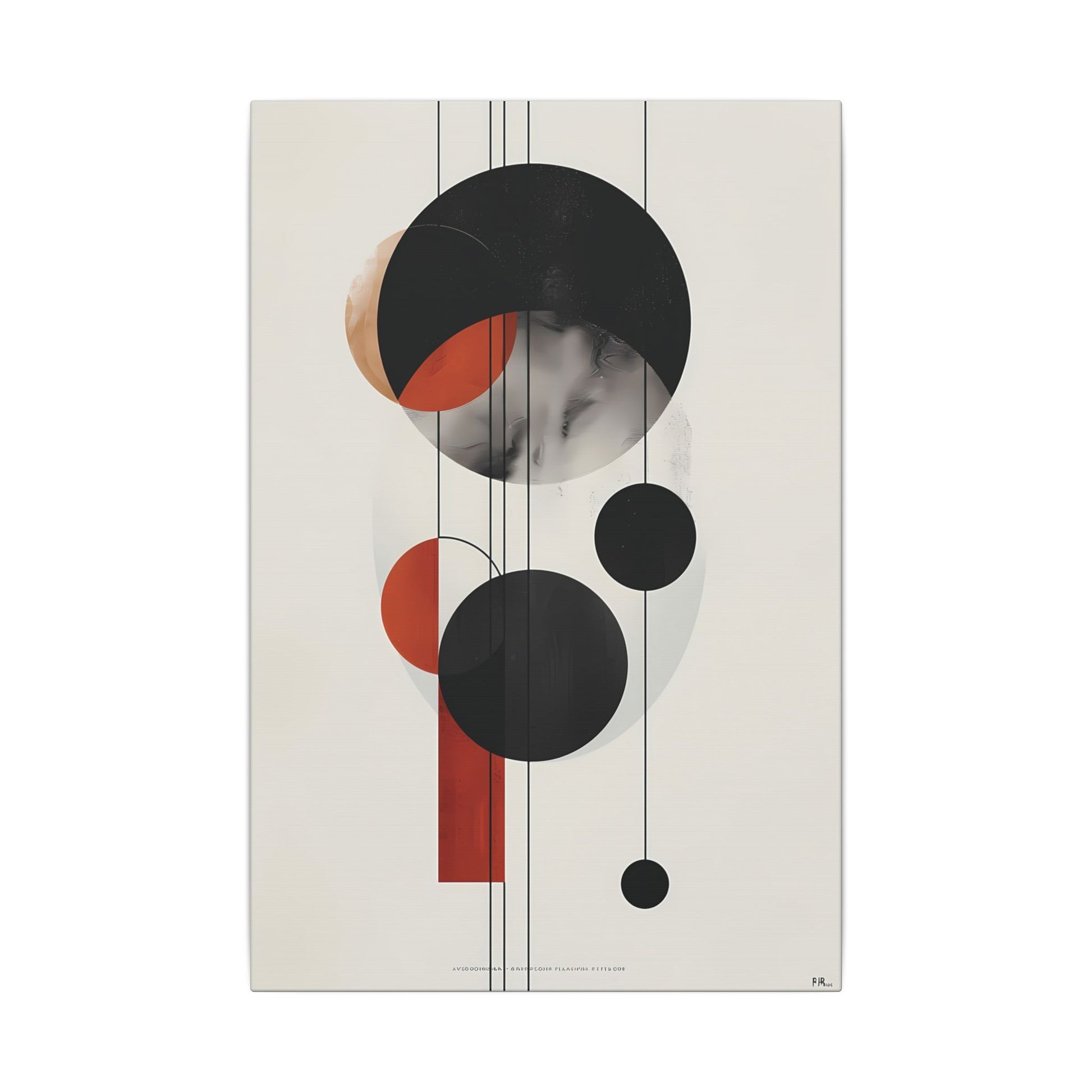 Modern Abstract Geometric Canvas Print: Black, Terracotta & Red Circles