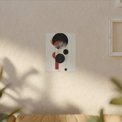 Modern Abstract Geometric Canvas Print: Black, Terracotta & Red Circles