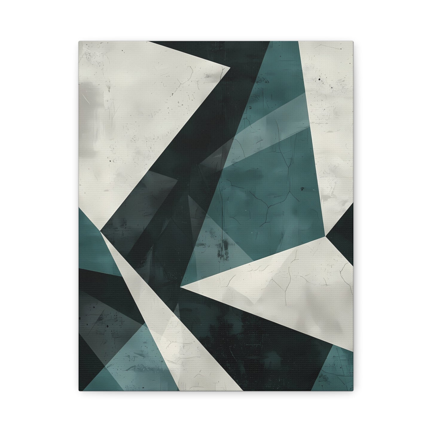 Fractured Teal — Abstract Geometric Art Print
