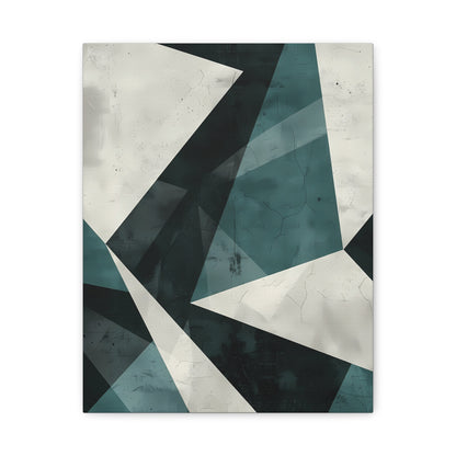 Fractured Teal — Abstract Geometric Art Print