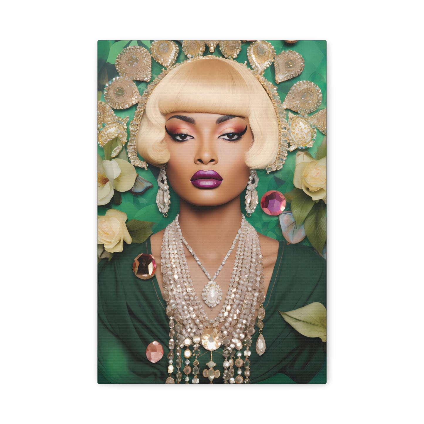 Glam Portrait Canvas – Vintage-Inspired Blonde Beauty Wall Art