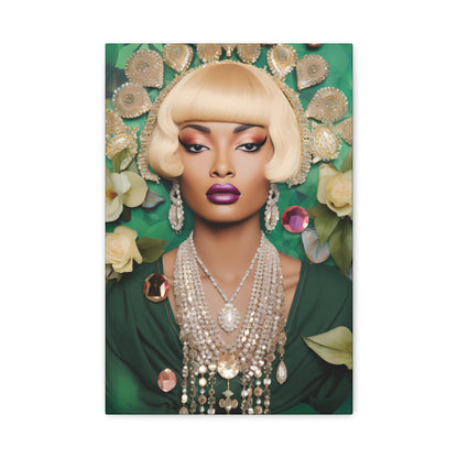 Glam Portrait Canvas – Vintage-Inspired Blonde Beauty Wall Art