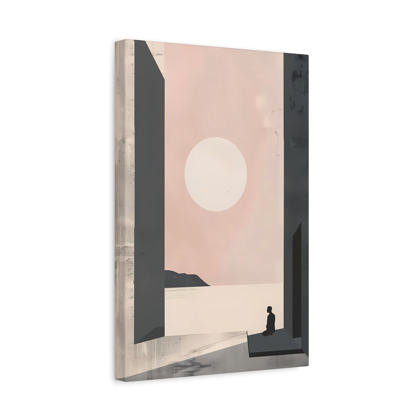 Serene Sunset Minimalist Canvas Art — Meditation Seascape Matte Stretched Print