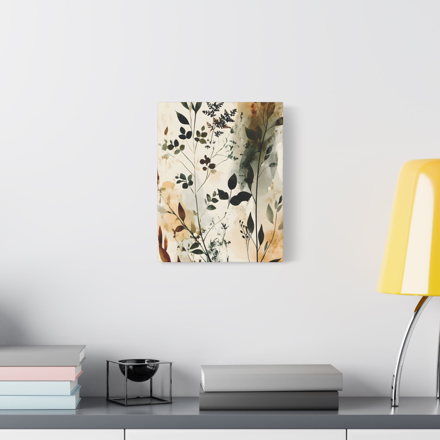 Botanical Watercolor Canvas Print — Neutral Floral Wall Art