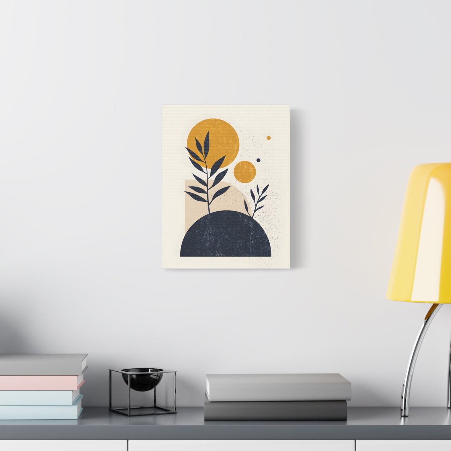 Minimalist Sun and Leaves Illustration