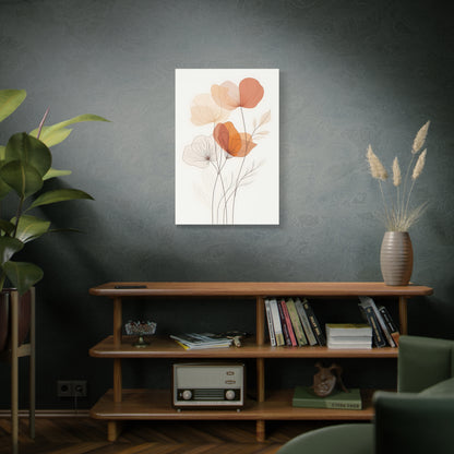 Botanical Bloom Matte Canvas Wall Art — Minimal Orange Floral Stretched Print