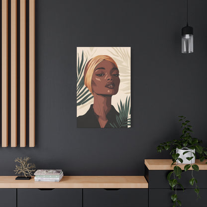 Canvas Wall Art — Elegant Tropical Portrait of Woman in Headwrap