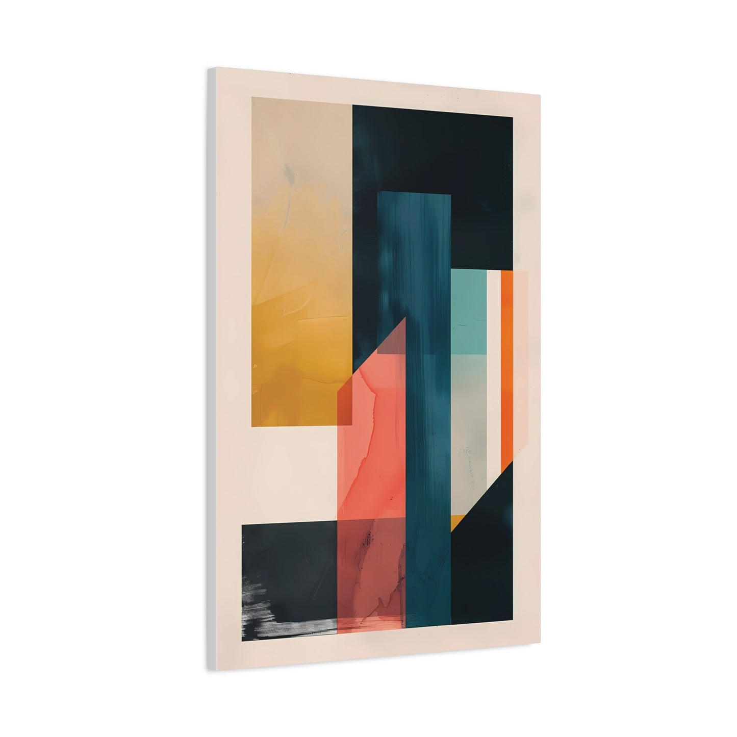 Abstract Geometric Canvas Art — Modern Colorblock Matte Stretched Print
