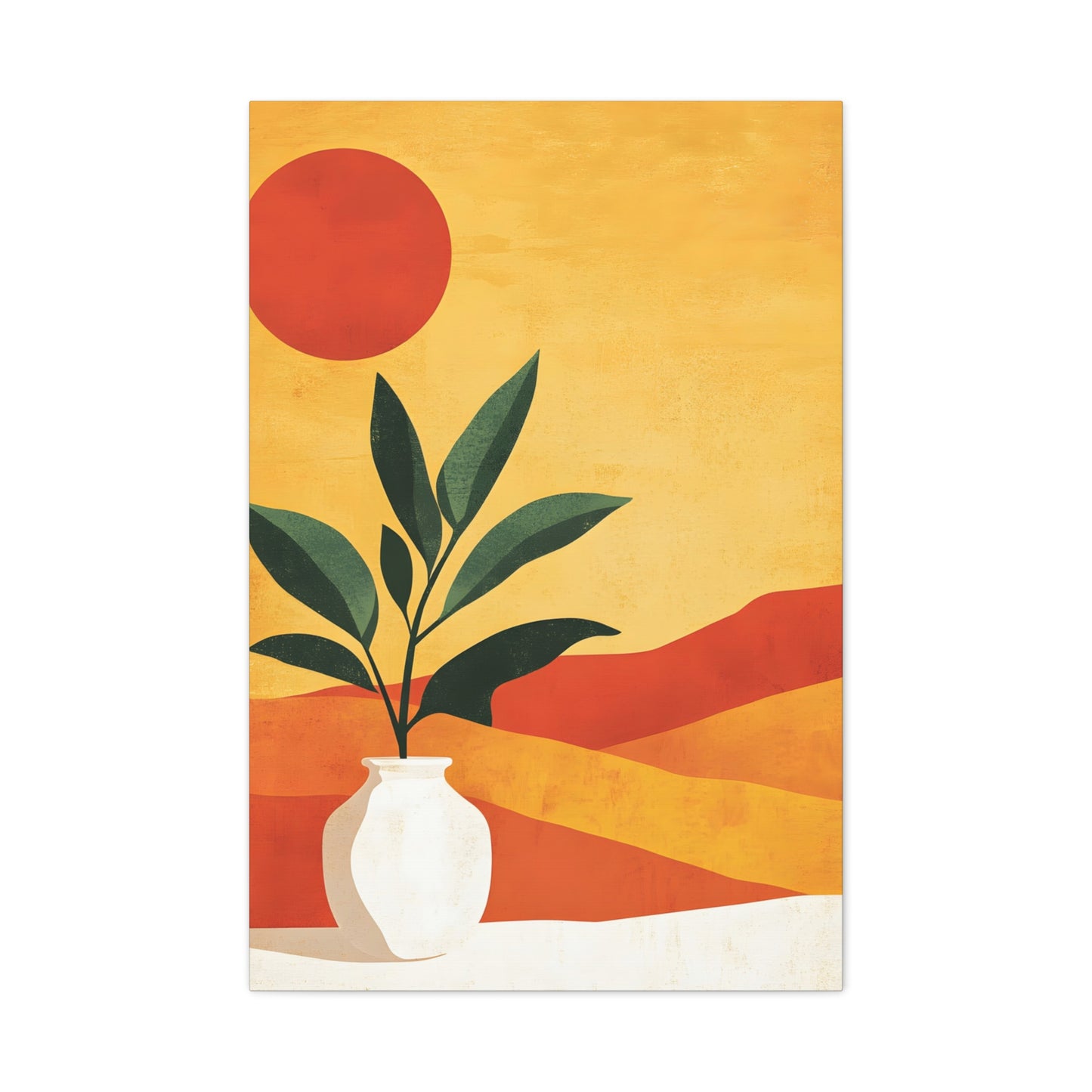 Desert Sun Plant Canvas — Matte Stretched Wall Art