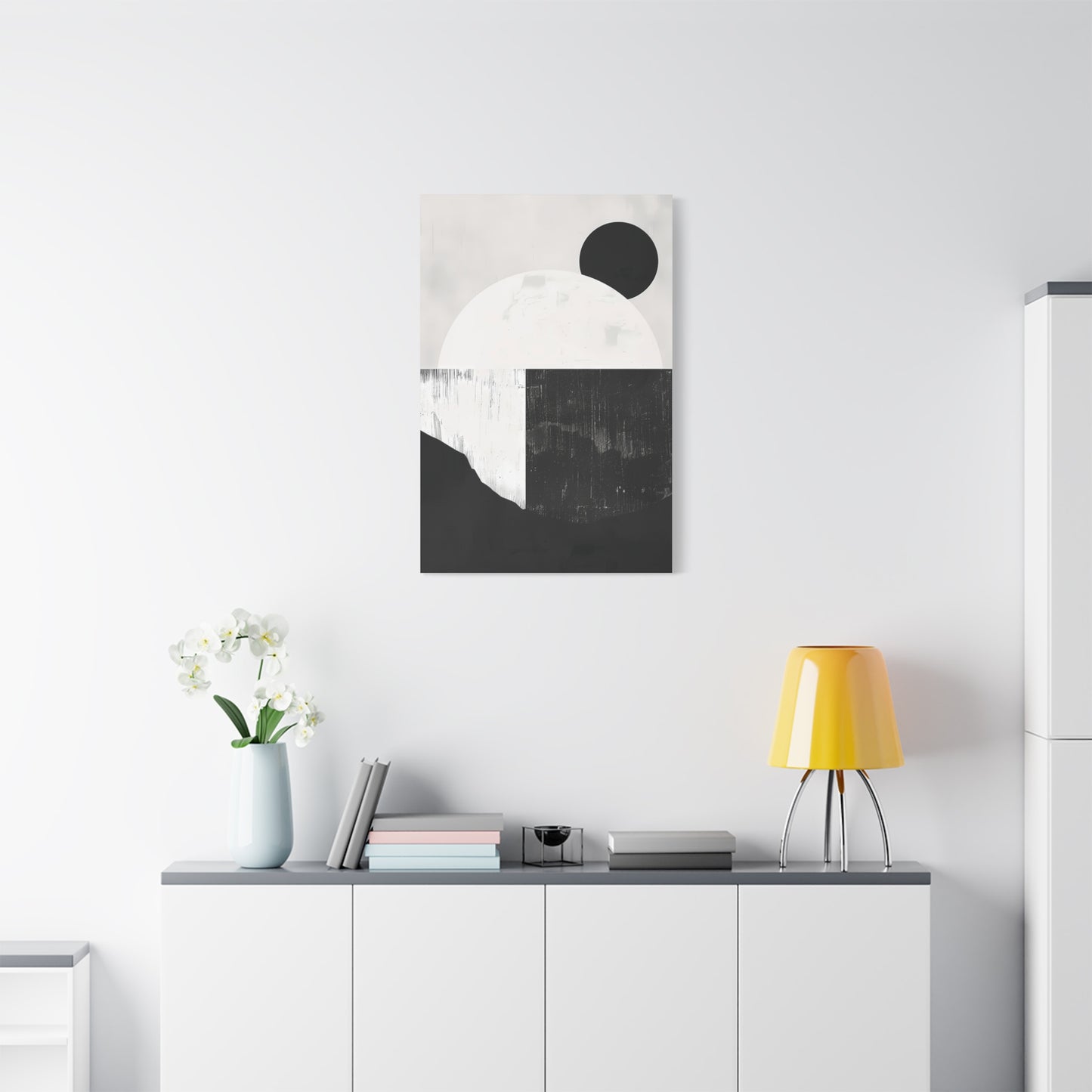 Monochrome Geometric Landscape Canvas