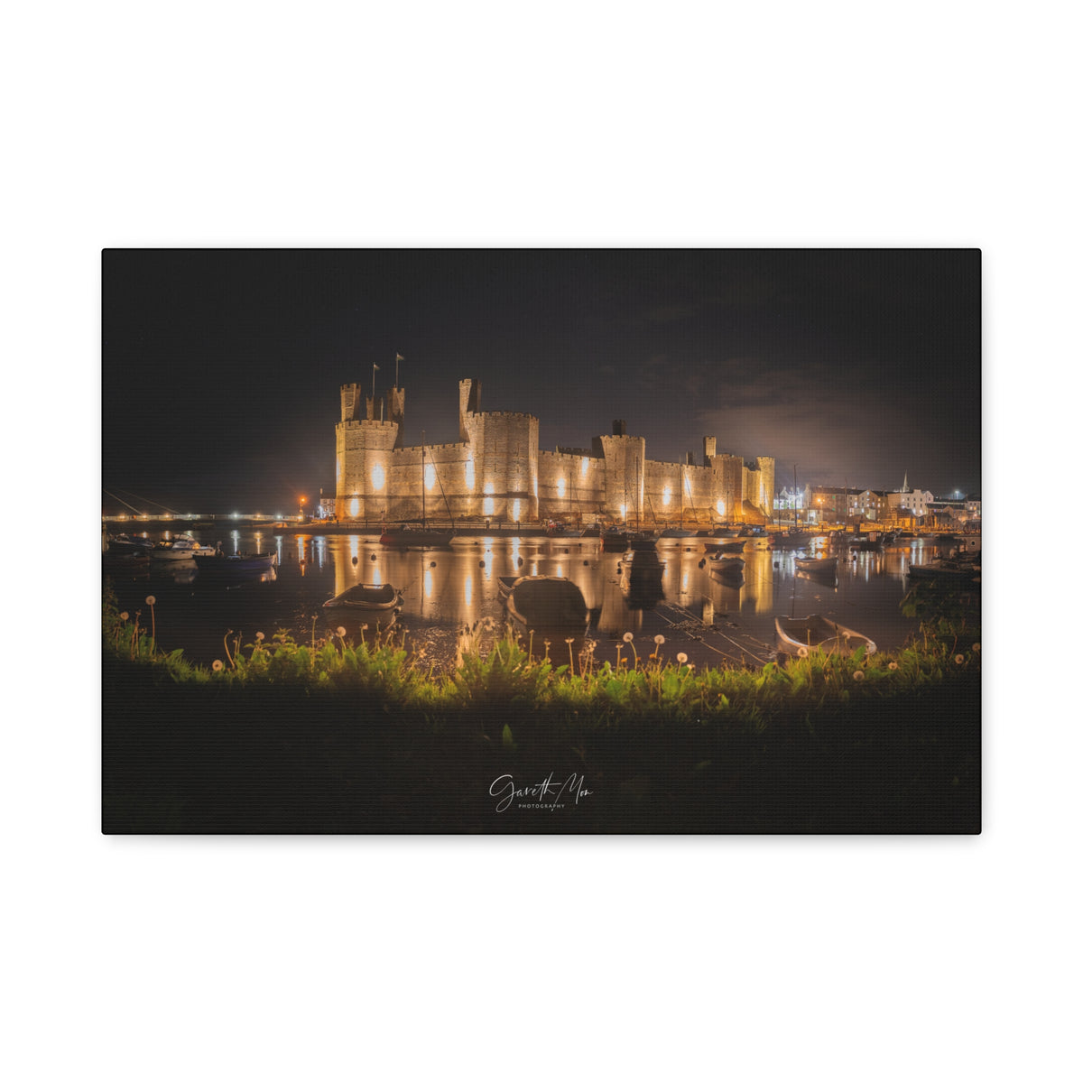 Caernarfon Castle at Night By Photographer Gareth Mon Jones | Illuminated Castle Reflections on the Menai Strait