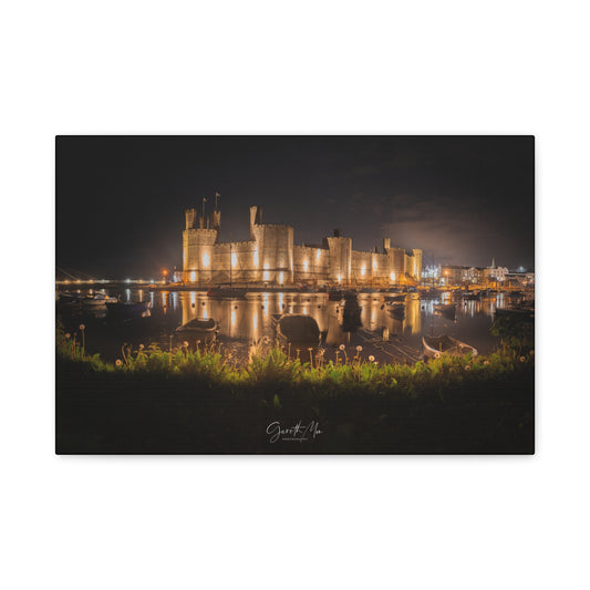 Caernarfon Castle at Night By Photographer Gareth Mon Jones | Illuminated Castle Reflections on the Menai Strait