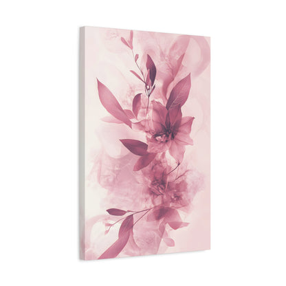Blush Floral Canvas Wall Art — Pink Botanical Matte Stretched Canvas