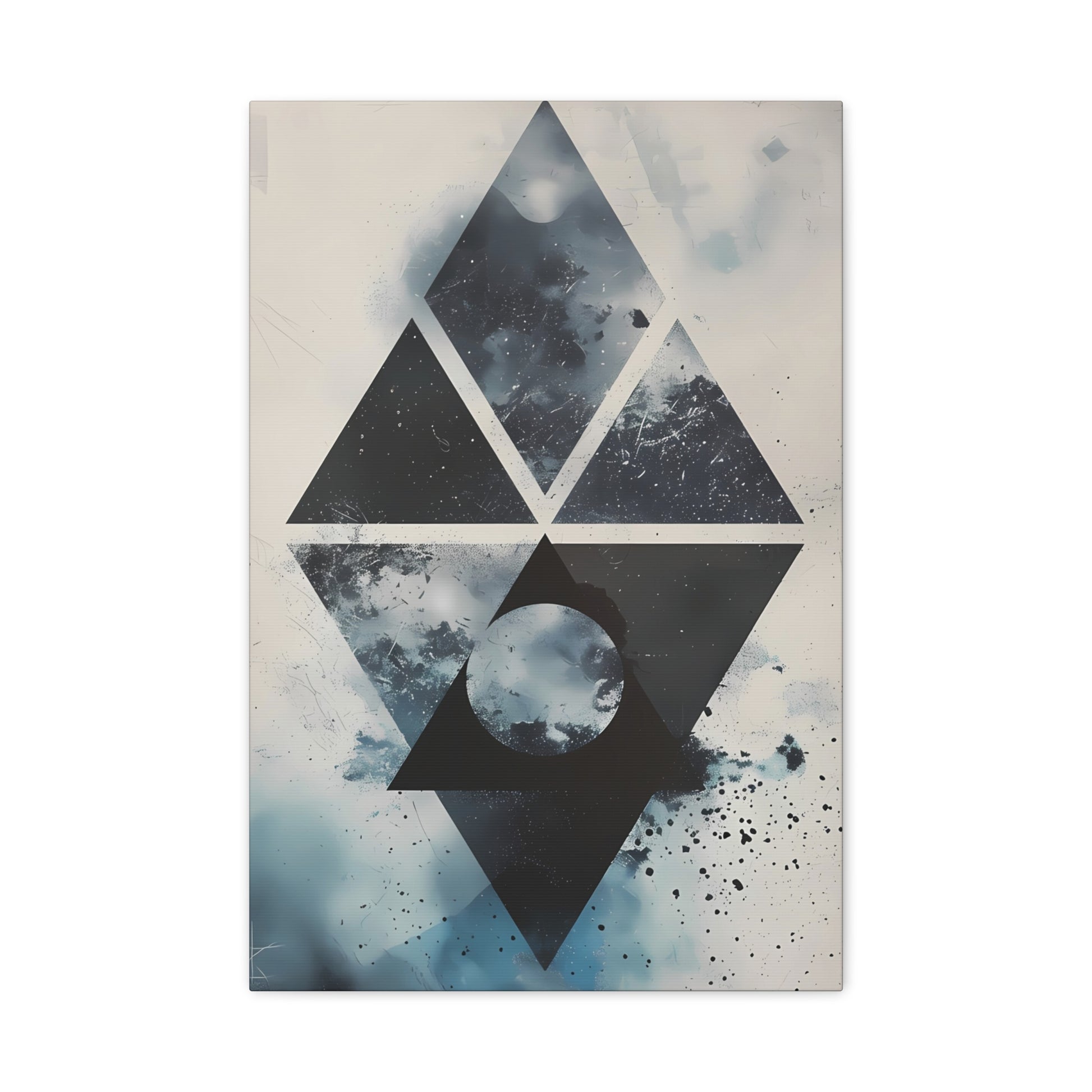 Geometric Galaxy Canvas Wall Art — Abstract Triangle Moon Print