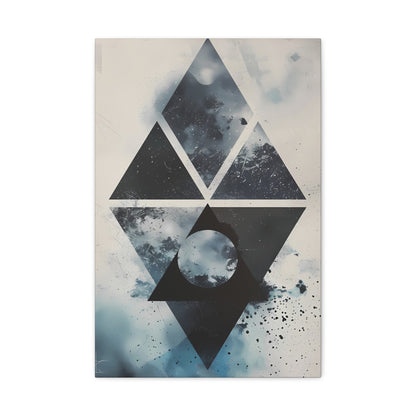 Geometric Galaxy Canvas Wall Art — Abstract Triangle Moon Print