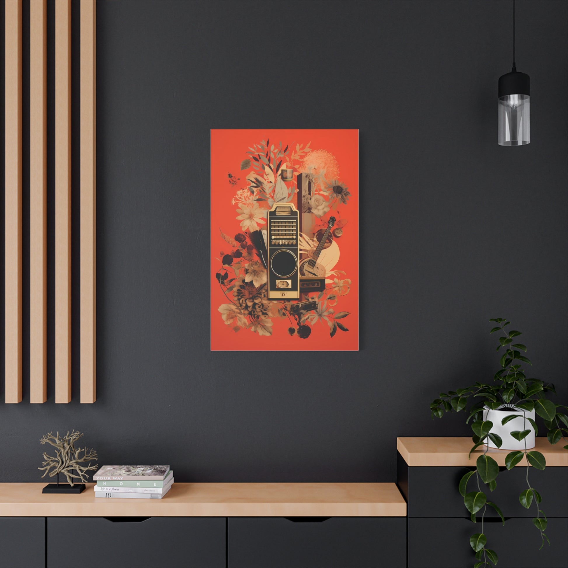 Vibrant Music-Themed Canvas Art, Floral Wall Decor