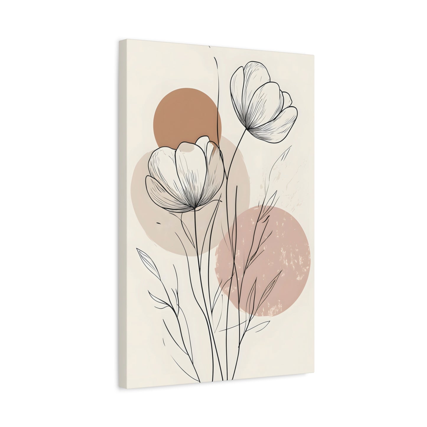 Neutral Floral Line Art Canvas Print — Minimal Poppy Wall Decor