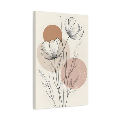 Neutral Floral Line Art Canvas Print — Minimal Poppy Wall Decor