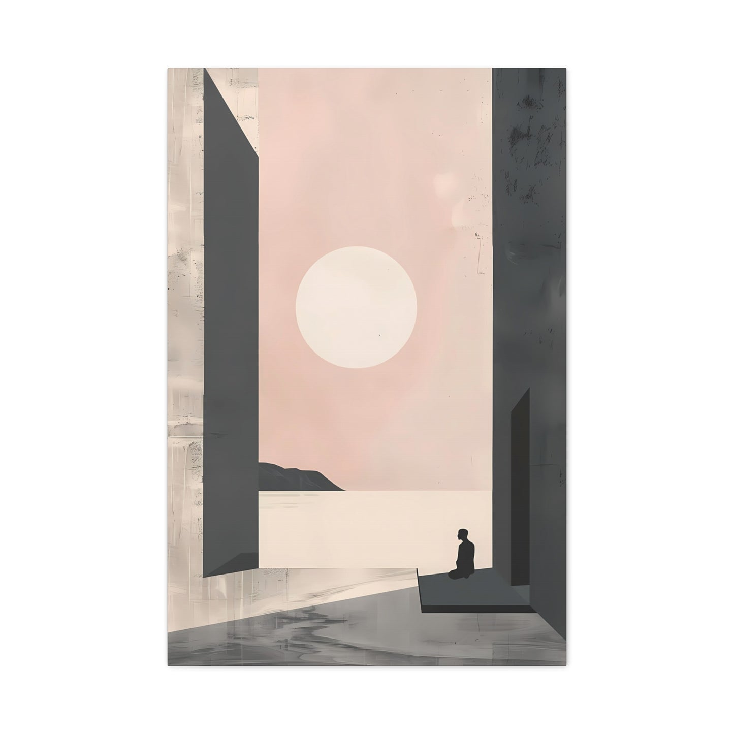 Serene Sunset Minimalist Canvas Art — Meditation Seascape Matte Stretched Print