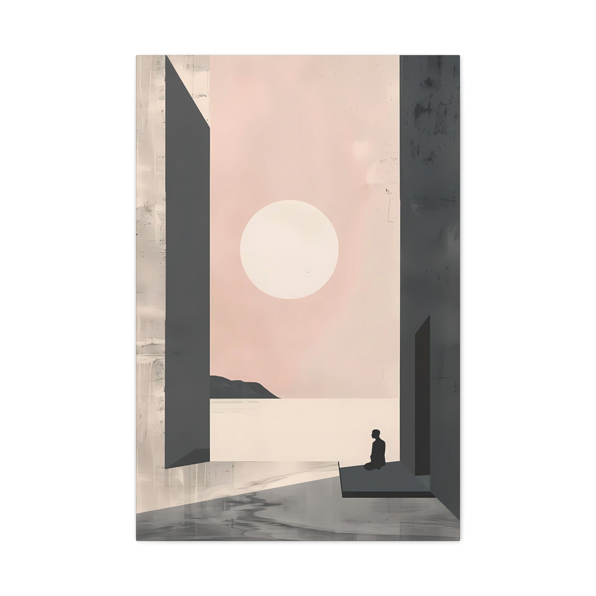 Serene Sunset Minimalist Canvas Art — Meditation Seascape Matte Stretched Print