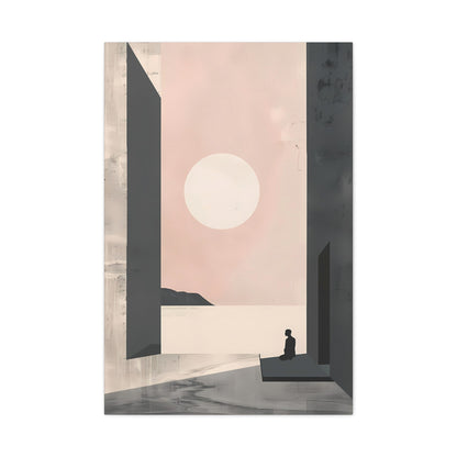 Serene Sunset Minimalist Canvas Art — Meditation Seascape Matte Stretched Print