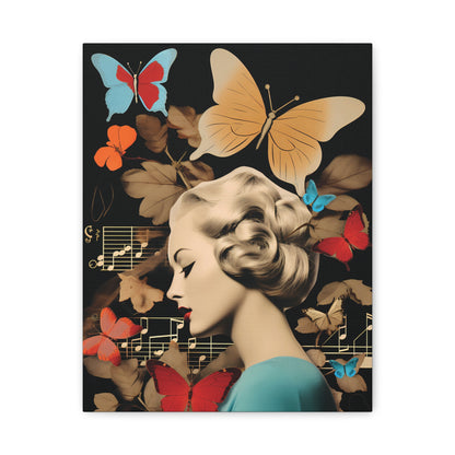 Elegant Butterfly Wall Art Canvas Print, Retro Home Decor