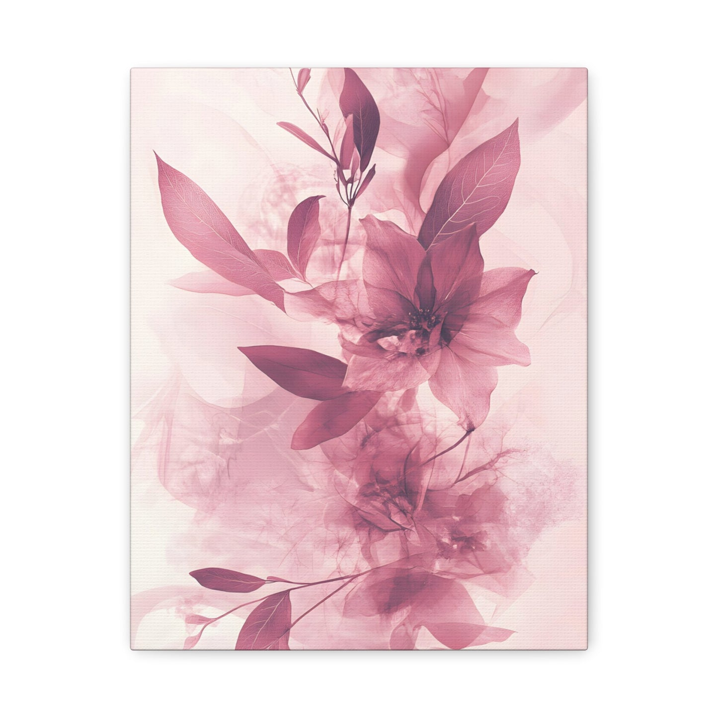 Blush Floral Canvas Wall Art — Pink Botanical Matte Stretched Canvas