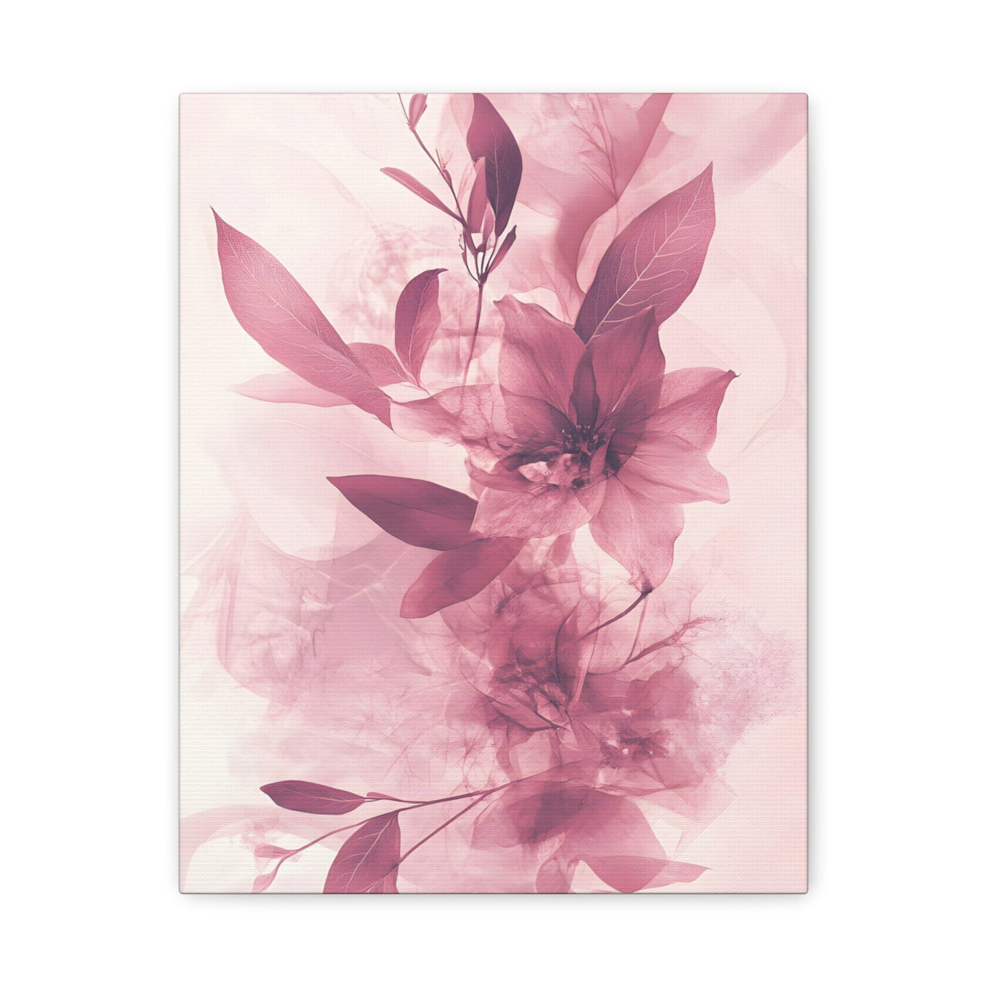 Blush Floral Canvas Wall Art — Pink Botanical Matte Stretched Canvas