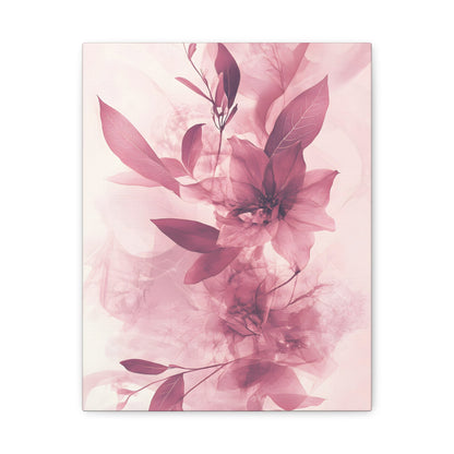 Blush Floral Canvas Wall Art — Pink Botanical Matte Stretched Canvas