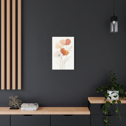 Botanical Bloom Matte Canvas Wall Art — Minimal Orange Floral Stretched Print