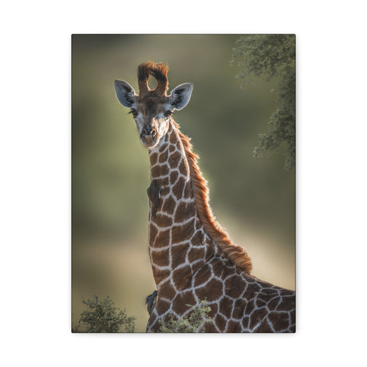 Young Giraffe at Sunrise – African Wildlife Canvas Print (Matte 1.25") by Patsy Weingart