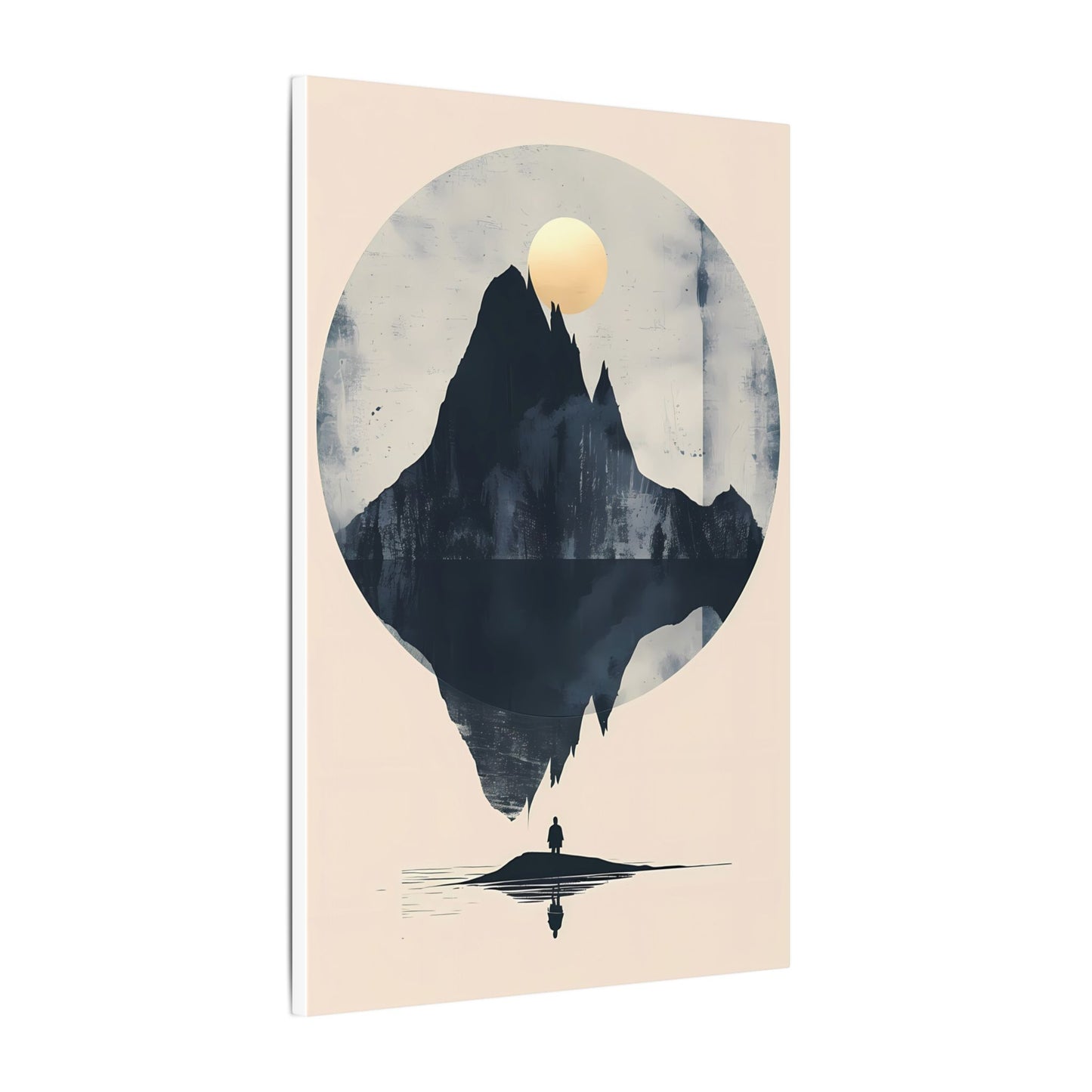 Golden Solstice Canvas Art: Abstract Mountain Reflection