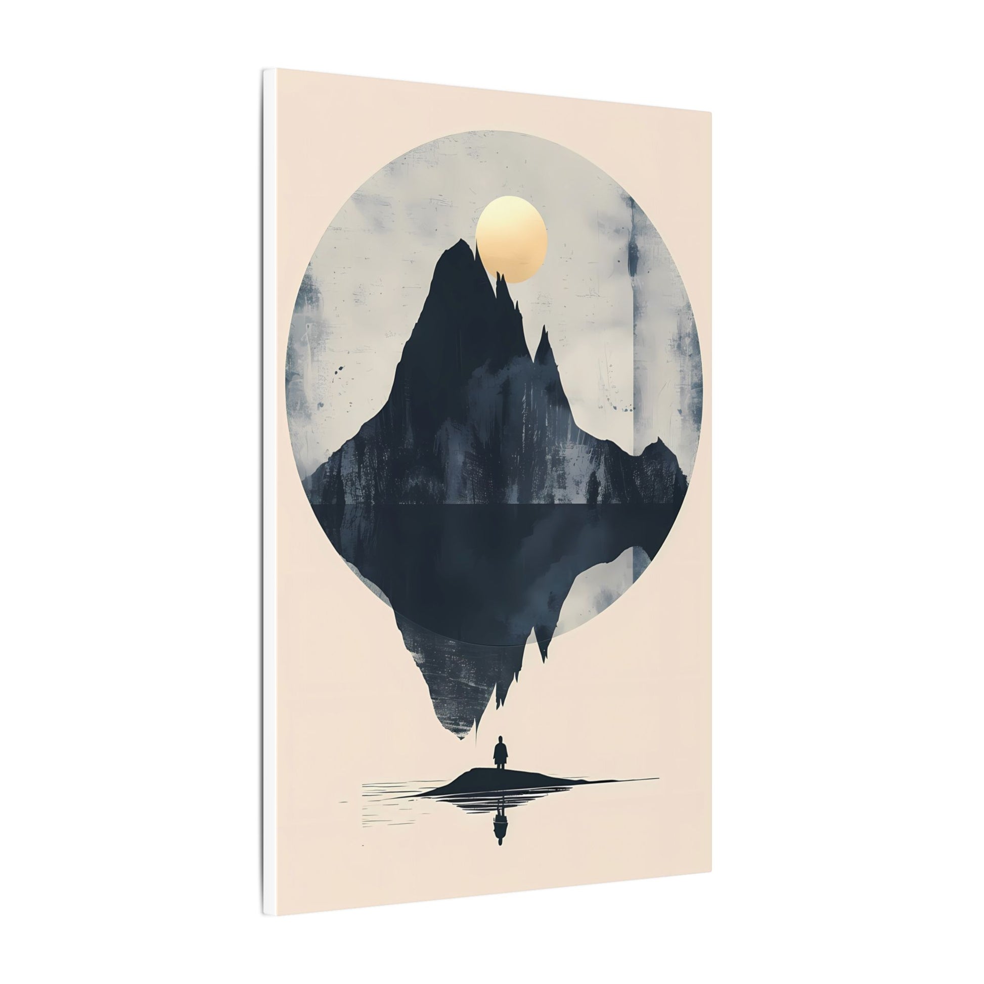 Golden Solstice Canvas Art: Abstract Mountain Reflection