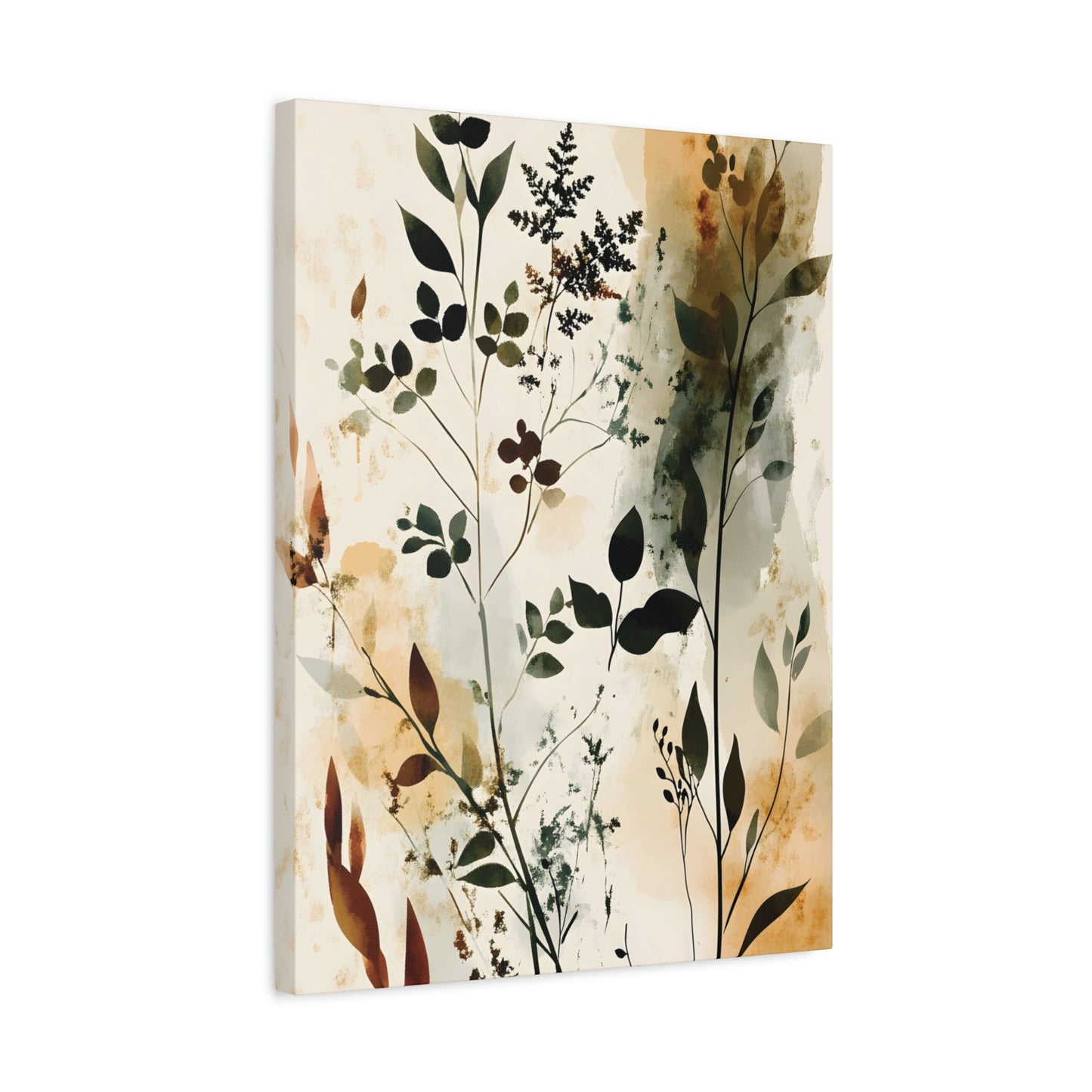 Botanical Watercolor Canvas Print — Neutral Floral Wall Art