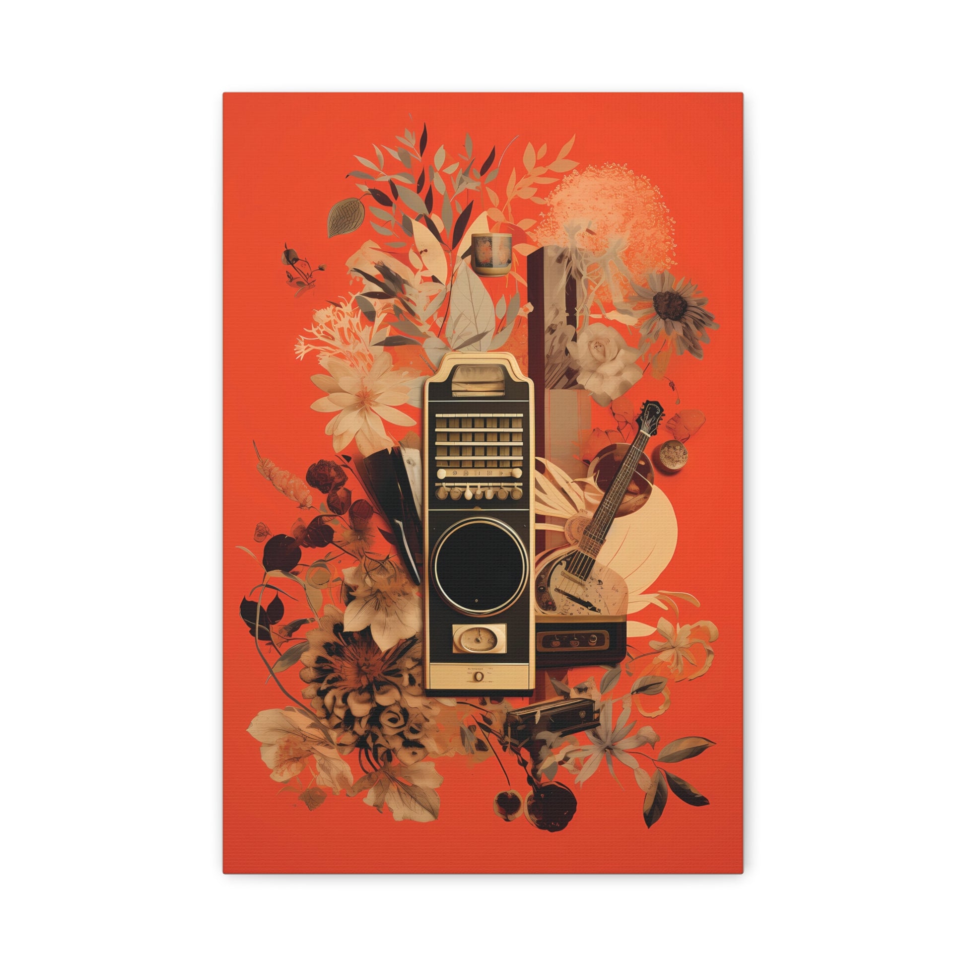 Vibrant Music-Themed Canvas Art, Floral Wall Decor