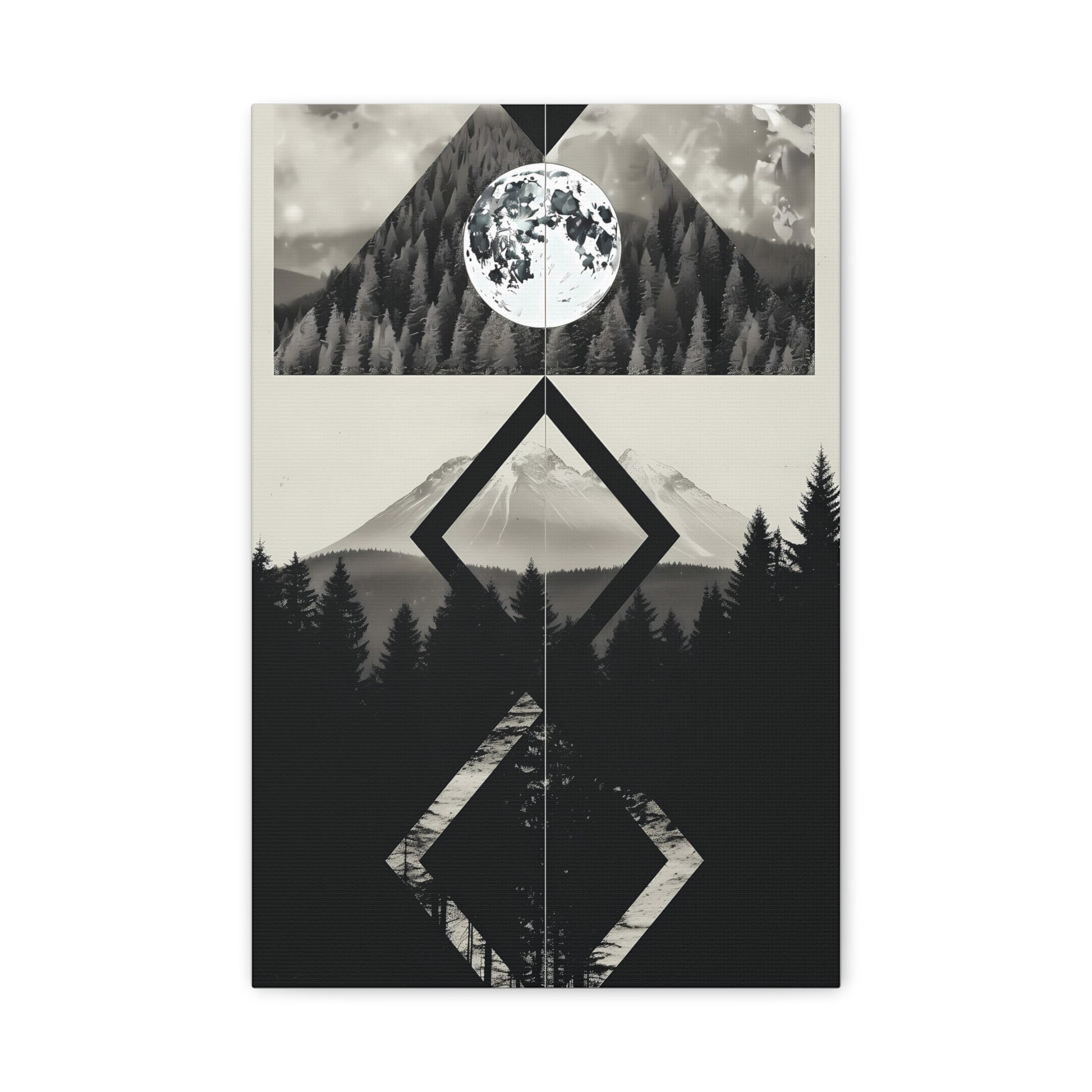 Black and White Mountain Canvas Art Print