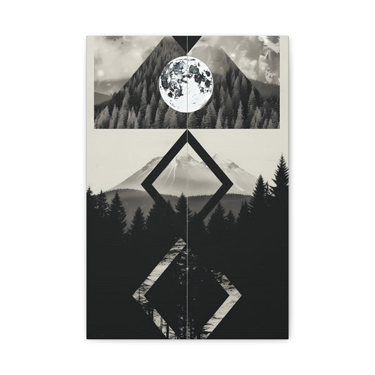 Black and White Mountain Canvas Art Print