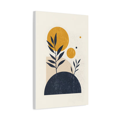 Minimalist Sun and Leaves Illustration