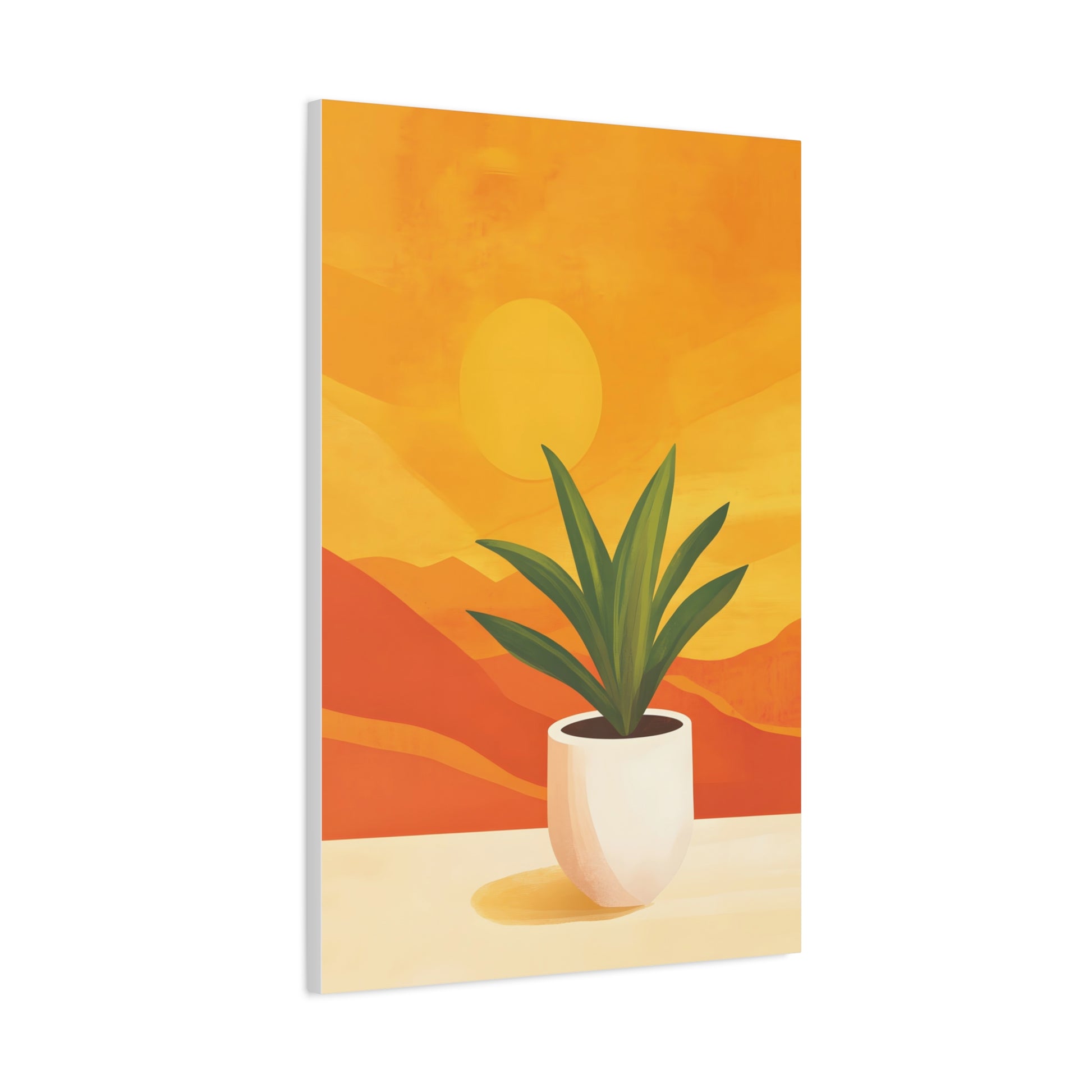 Minimalist Plant Poster in Warm Sunset Tones
