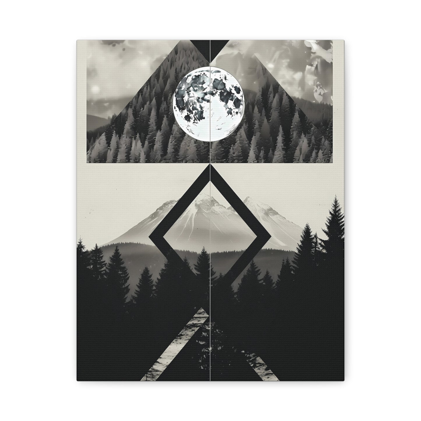 Black and White Mountain Canvas Art Print