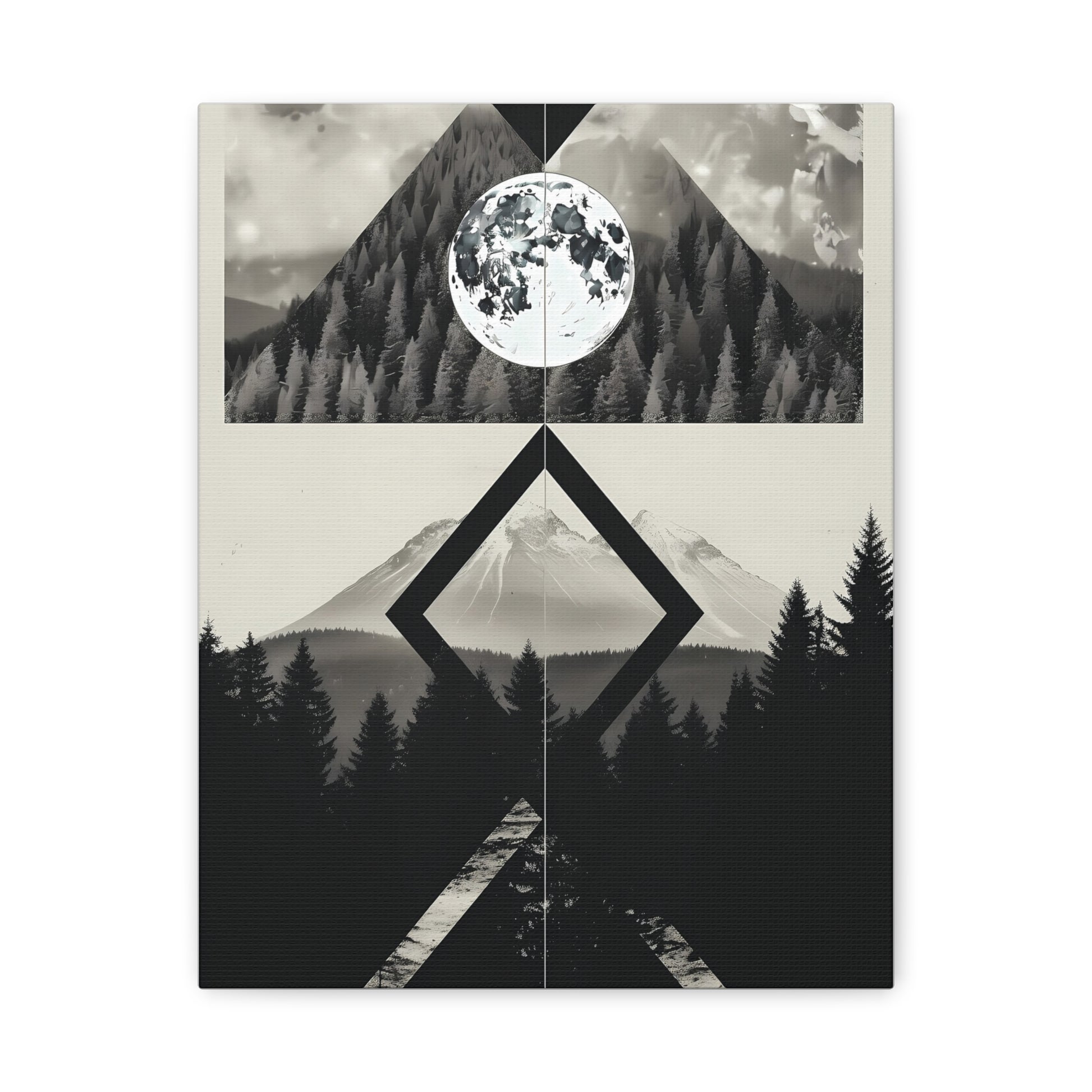 Black and White Mountain Canvas Art Print