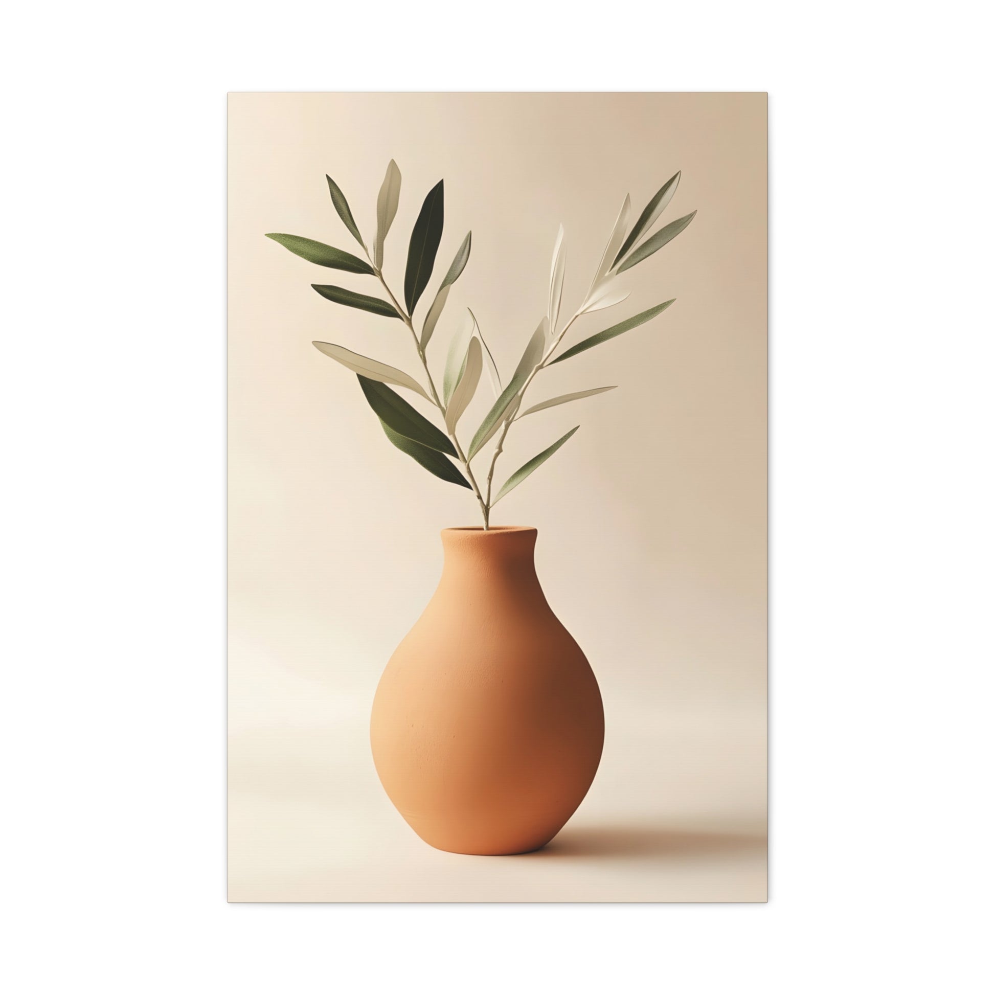 Minimal Terracotta Vase Canvas Print — Matte Stretched Wall Art